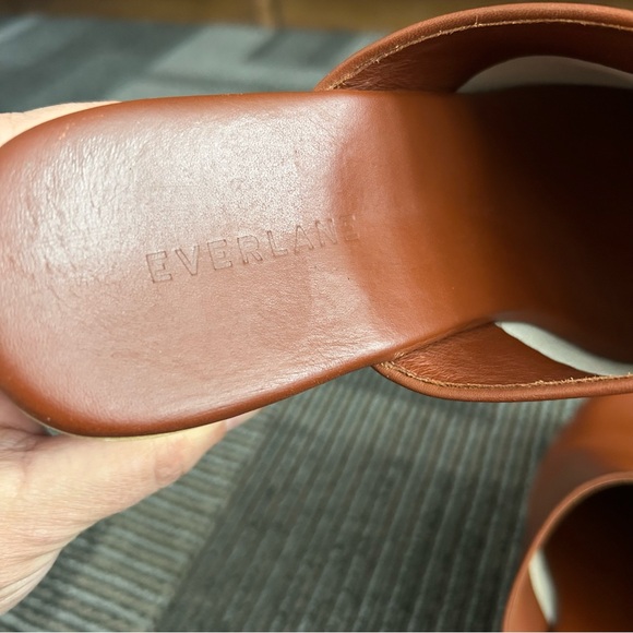 Everlane The Clog Cognac Leather Platform Clogs Wedge Heel Mules Shoes Sz 10 - Picture 7 of 12